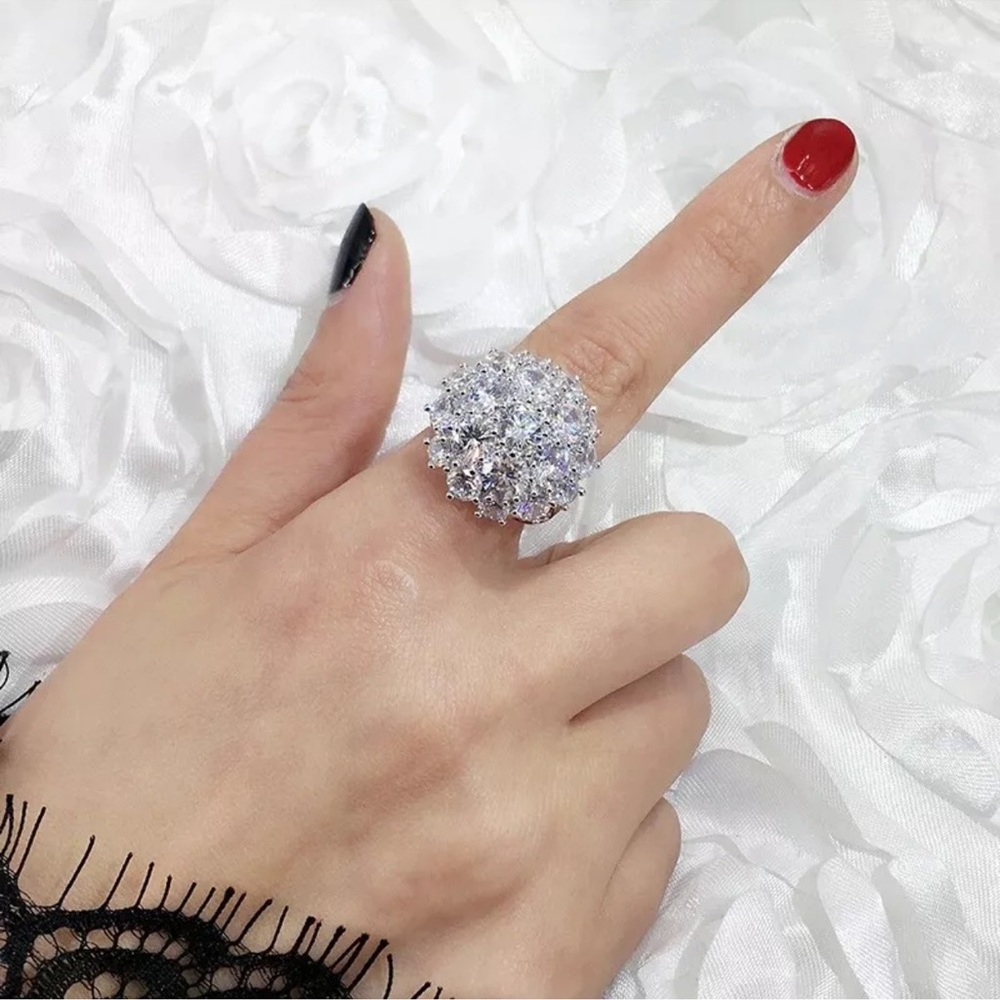 925 Silver Women Jewelry Gifts Cubic Zirconia Anniversary Rings - Picture 3 of 3